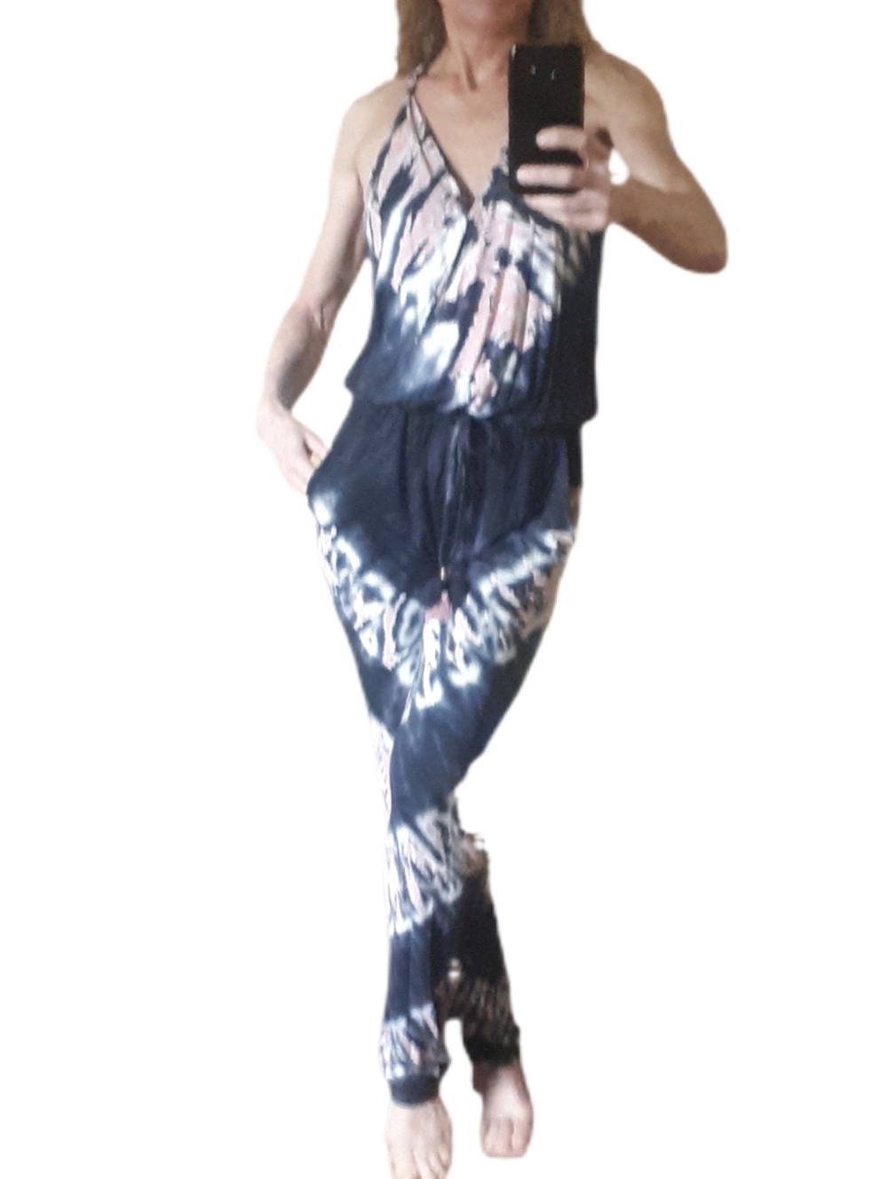 Young Fabulous & Broke Navy and Pink Tie-Dye Sleeveless Jumpsuit
